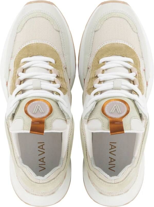 Via Vai Beige Combi Sneakers Beige Dames
