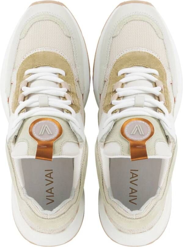 Via Vai Beige Combi Sneakers Beige Dames