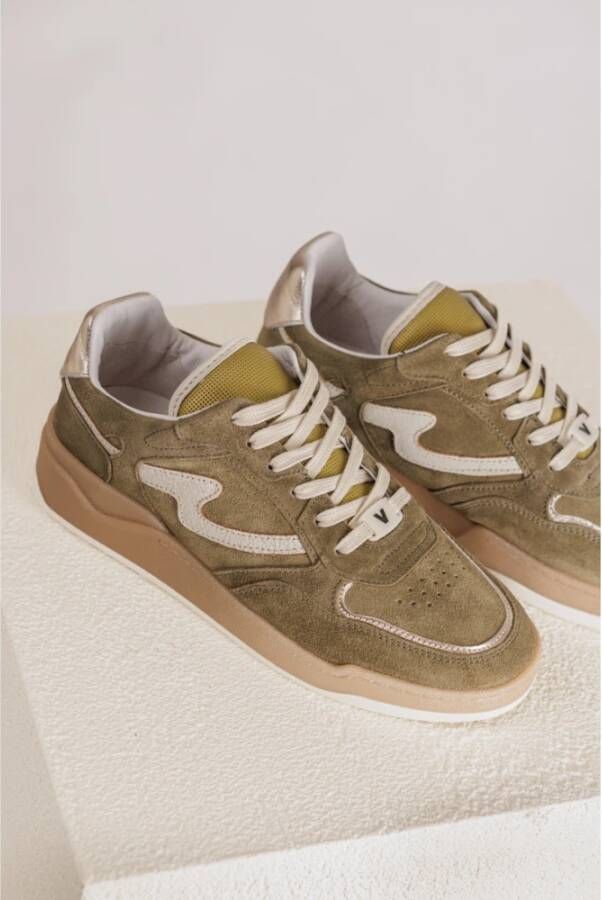 Via Vai Gaatjes Sneaker met Metallic Details Green Dames