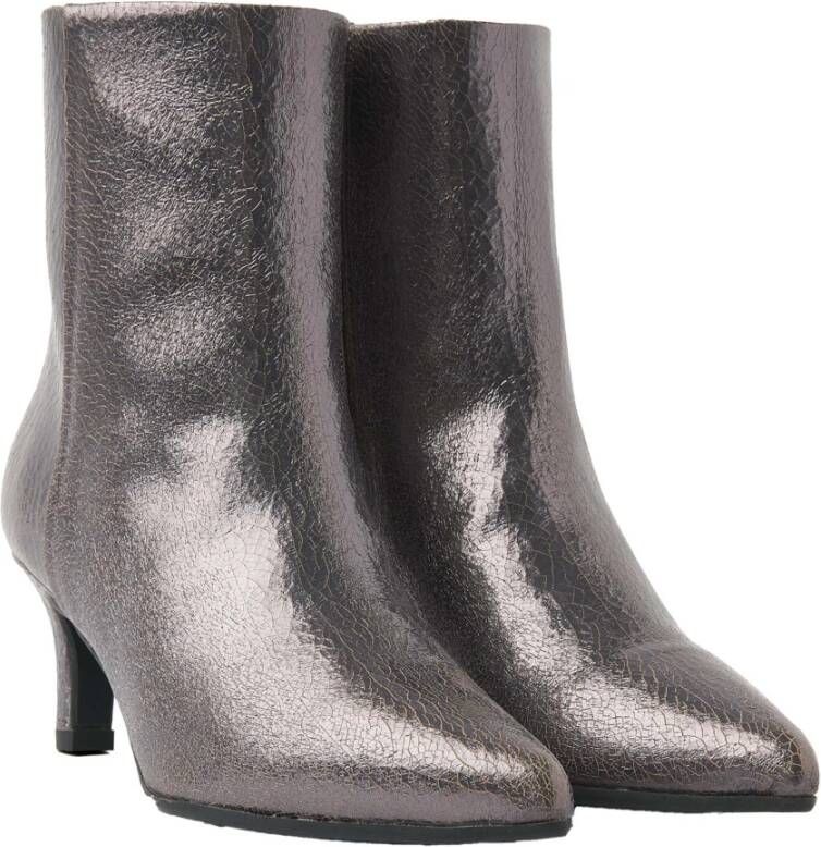 Via Vai Noah Lou Metallic Enkellaarsjes Grijs Dames
