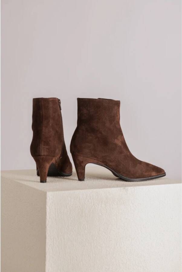 Via Vai Suède Enkellaars met Kittenhak Brown Dames