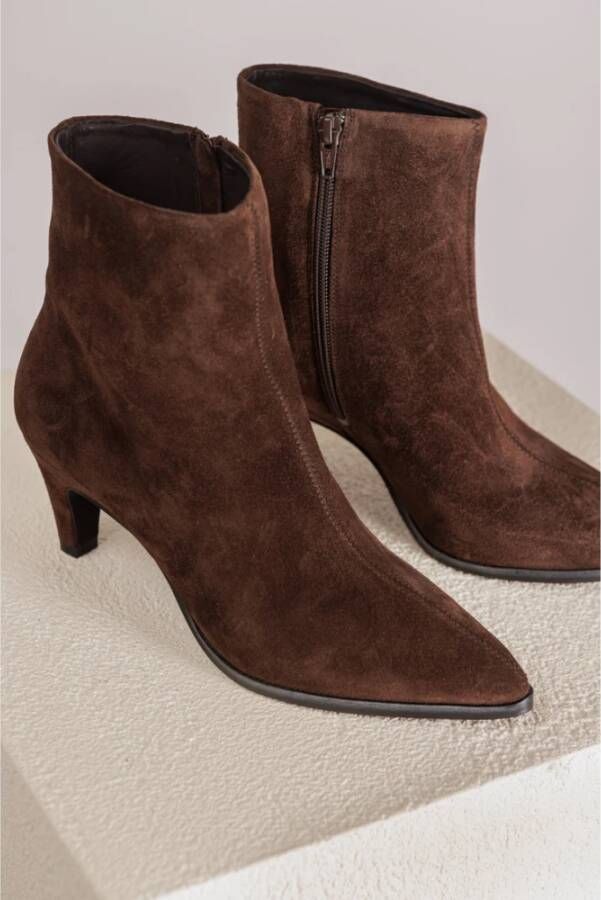 Via Vai Suède Enkellaars met Kittenhak Brown Dames
