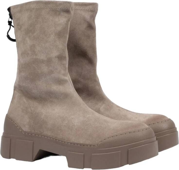 Vic Matié Beige Suède Enkellaarzen met Rits Beige Dames