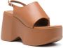 Vic Matié Bruine Leren Sandalen Brown Dames - Thumbnail 2