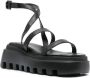 Vic Matié Casual Zwarte Leren Sandalen Black Dames - Thumbnail 6