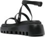 Vic Matié Casual Zwarte Leren Sandalen Black Dames - Thumbnail 7