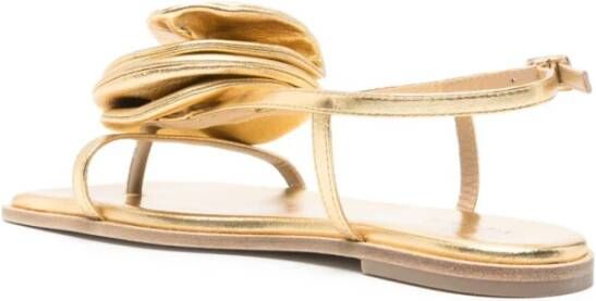 Vic Matié Gouden Bloem Platte Sandalen Yellow Dames