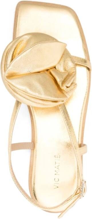 Vic Matié Gouden Bloem Platte Sandalen Yellow Dames