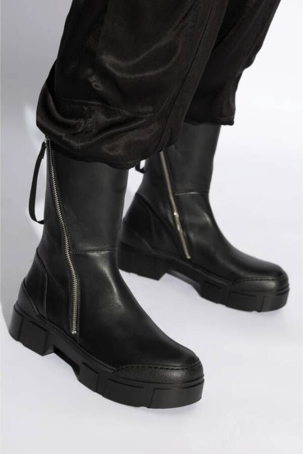 Vic Matié Leren platform enkellaarzen Black Dames