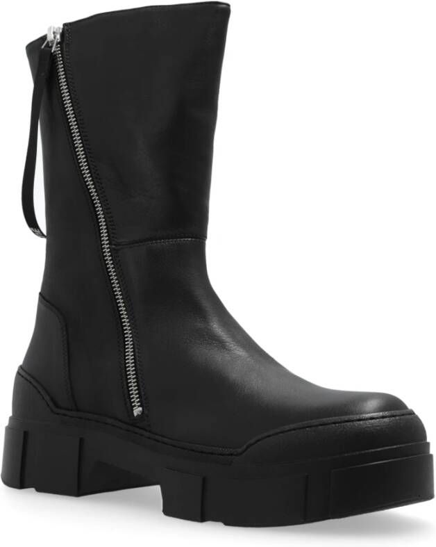 Vic Matié Leren platform enkellaarzen Black Dames