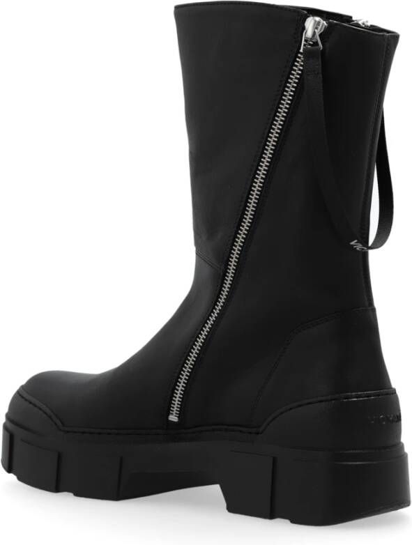 Vic Matié Leren platform enkellaarzen Black Dames