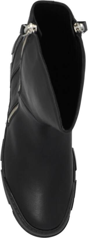 Vic Matié Leren platform enkellaarzen Black Dames