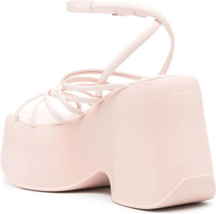 Vic Matié Roze Leren Kruisband Sandalen Pink Dames