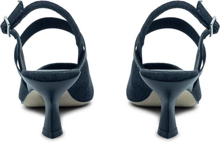 Vic Matié Slash kanaal in zwart gewassen Stone-Denim Blue Dames