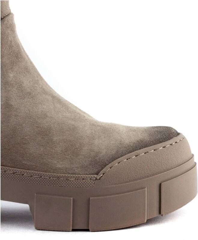 Vic Matié Taupe Stretch Suède Enkellaarzen