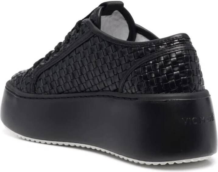 Vic Matié Zwarte leren casual sneakers Black Dames