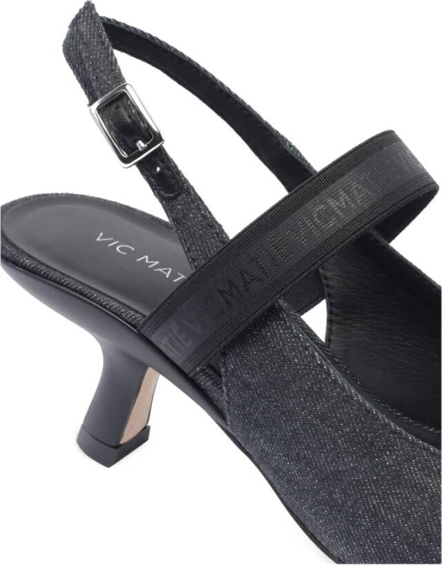 Vic Matié Zwarte Denim Slingback Sandalen