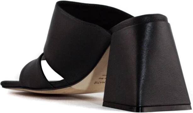 Vic Matié Zwarte leren sandalen met dubbele band