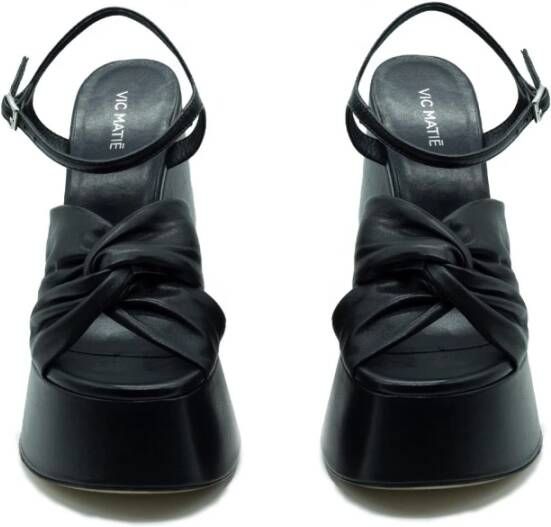 Vic Matié Zwarte leren sandalen met sjerp Black Dames
