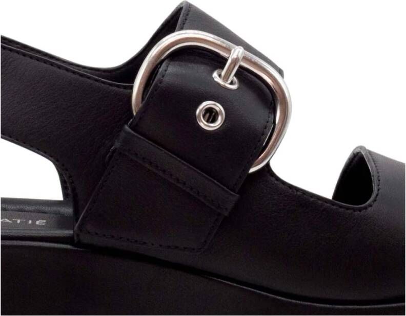 Vic Matié Zwarte leren sandalen met zachte banden Black Dames