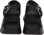 Vic Matié Zwarte leren sandalen met zachte banden Black Dames - Thumbnail 2