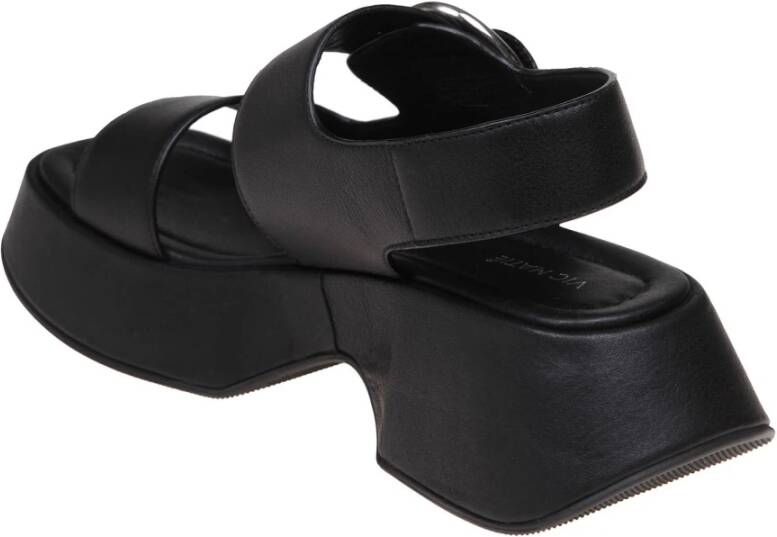 Vic Matié Zwarte Leren Sleehak Sandalen Black Dames