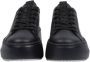 Vic Matié Zwarte Leren Sneakers met Witte Rand en 6cm Plateau Zwart Dames - Thumbnail 2