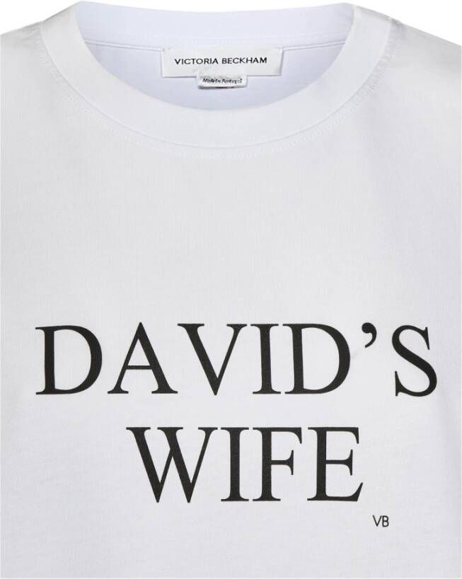 Victoria Beckham Wit T-shirt met 'Vrouw van David' Slogan