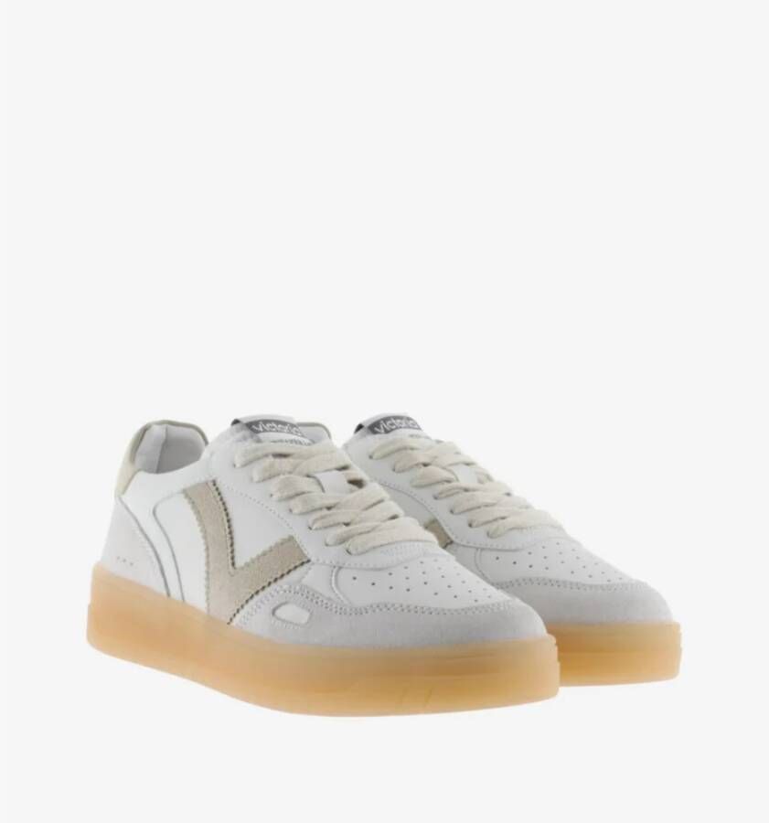 Victoria Beige Leren Sneakers met Uitneembare Binnenzool