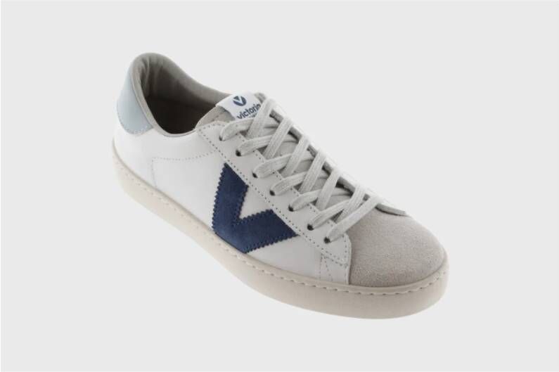 Victoria Contrast Leren Sneakers Grote Maten Blauw Heren