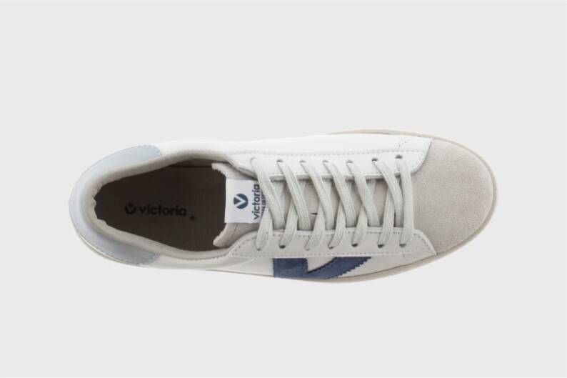 Victoria Contrast Leren Sneakers Grote Maten Blauw Heren