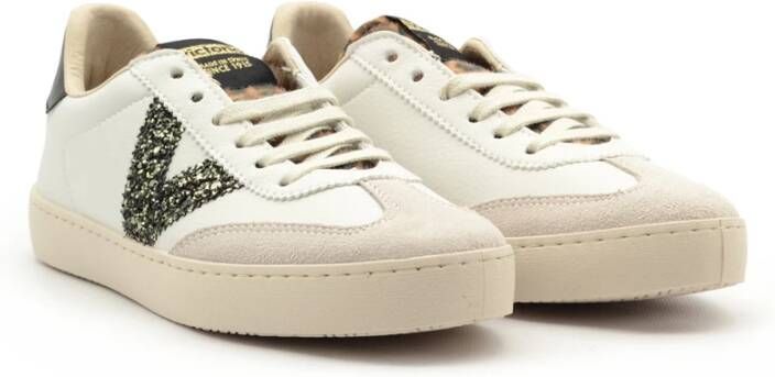 Victoria Gevlekte leren sneakers met glitterdetail Multicolor Dames