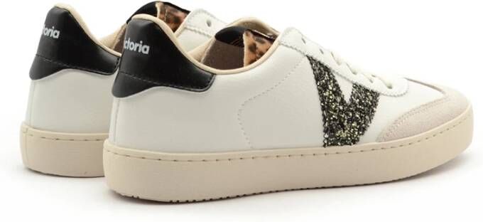 Victoria Gevlekte leren sneakers met glitterdetail Multicolor Dames