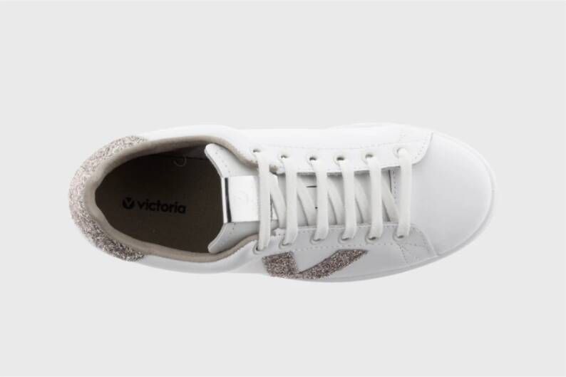 Victoria Leren sportschoenen tennis glitter Beige Dames