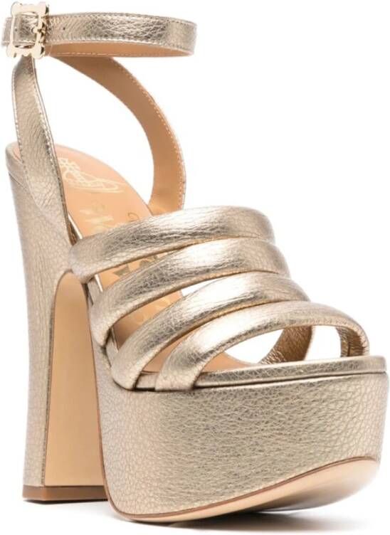 Vivienne Westwood Gouden Strappy Platform Sandalen Beige Dames