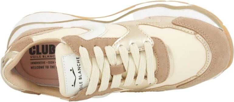 Voile Blanche Beige Sneakers met Suède en Nylon
