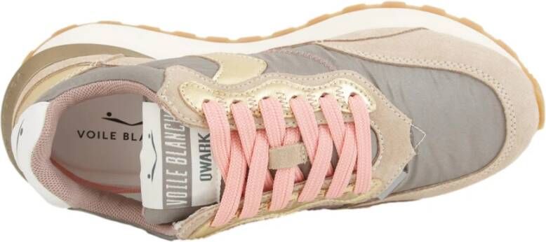 Voile Blanche Beige Sneakers met Suède en Nylon