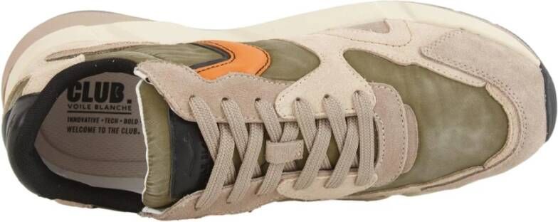 Voile Blanche Beige Sneakers met Suède en Nylon