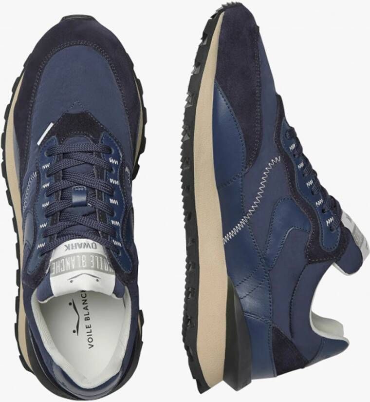 Voile blanche Blauwe Lage Sneakers met Metallic Suède Blauw Heren