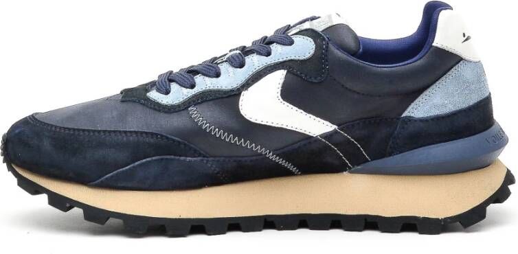 Voile Blanche Blauwe Leren Sneakers Qwark