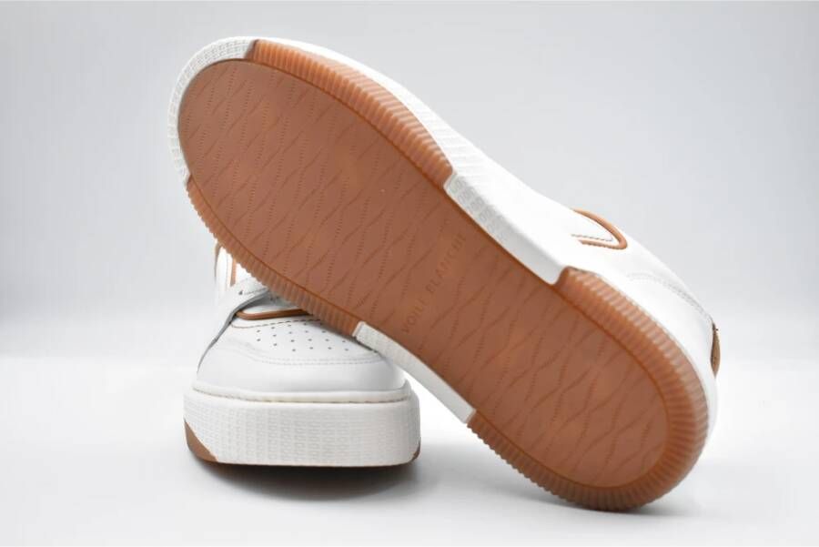 Voile blanche Bruin Wit Leren Sneakers White Dames