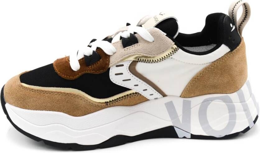 Voile blanche Bruine Sneakers met Leren en Stoffen Voering Bruin Dames