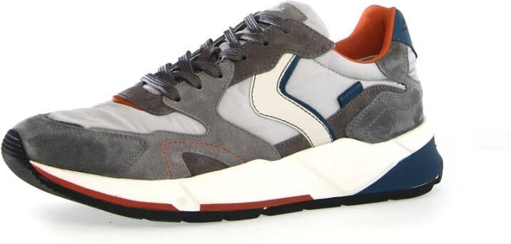 Voile blanche Grijze Sneakers Sportief Ontwerp Leren Inzetstukken Multicolor Heren