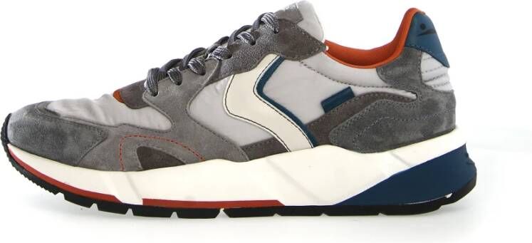 Voile blanche Grijze Sneakers Sportief Ontwerp Leren Inzetstukken Multicolor Heren