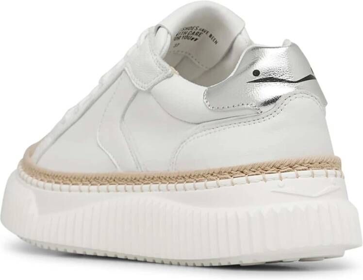 Voile blanche Leather and fabric sneakers Lipari White Dames