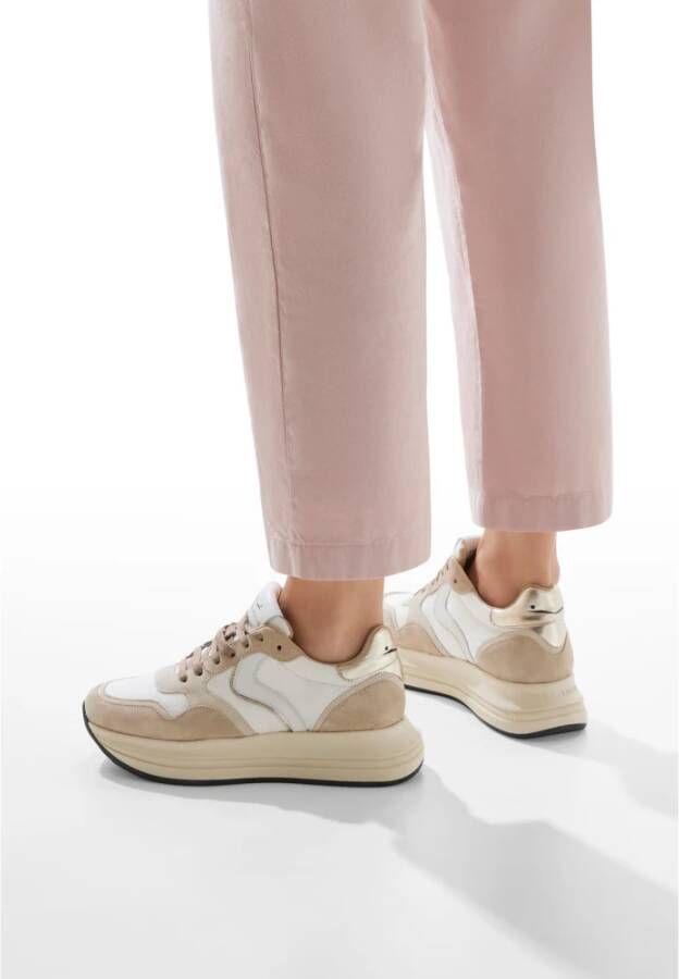 Voile blanche Leather and fabric sneakers Melany. Beige Dames