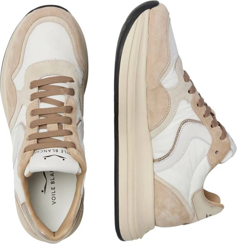 Voile blanche Leather and fabric sneakers Melany. Beige Dames