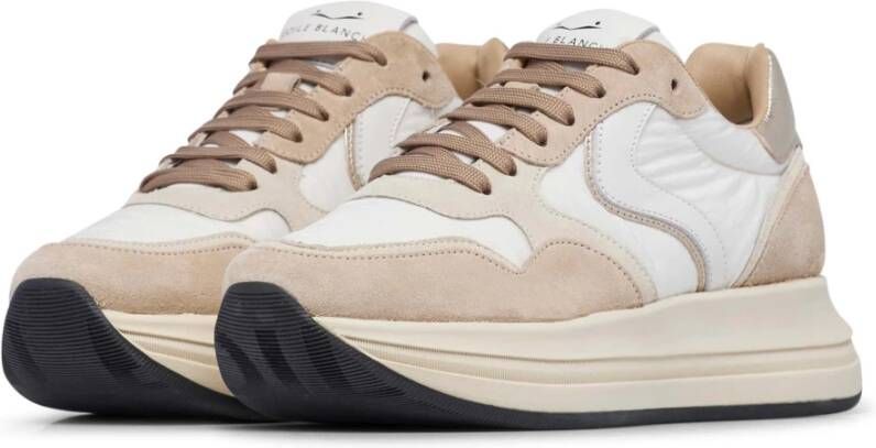 Voile blanche Leather and fabric sneakers Melany. Beige Dames