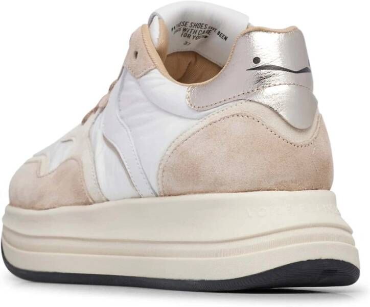 Voile blanche Leather and fabric sneakers Melany. Beige Dames