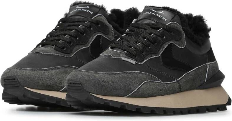 Voile blanche Leather and fabric sneakers Qwark Hype FUR MAN Black Heren